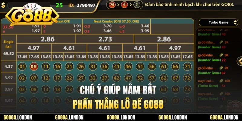 Chú ý giúp nắm bắt phần thắng lô đề GO88