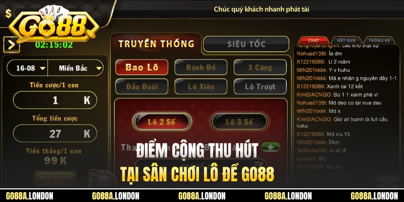 Điểm cộng thu hút tại sân chơi lô đề GO88