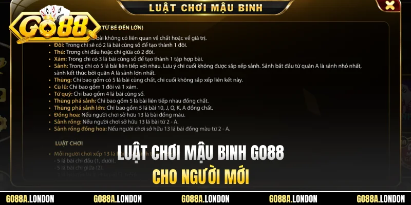 Luật chơi Mậu Binh GO88 cho người mới