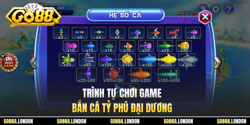 Trình tự chơi game bắn cá tỷ phú đại dương